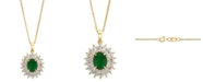 EFFY Collection EFFY&reg; Emerald (1-1/2 ct. t.w.) & Diamond (1/5 ct. t.w.) Halo 18" Pendant Necklace in 14k Gold